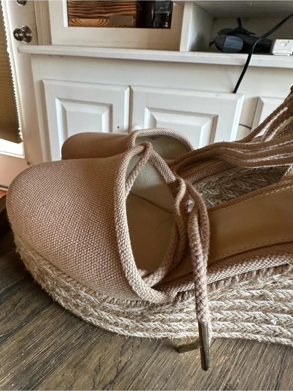 MICHAEL Michael Kors Blush Canvas Espadrille Wedge Sandals